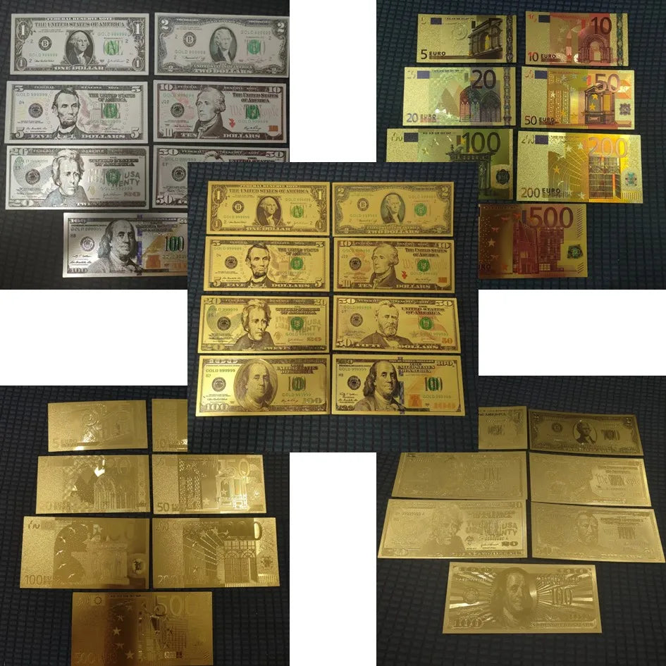 7/8/36Pcs Gold Plated US Dollar Bills – Gold Foil Fake Money for Crafts, Collection & Home Decor