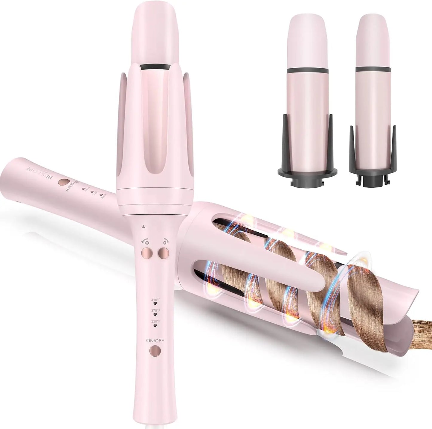 BESTOPE PRO Automatic Curling Iron – Replaceable Hair Curler Wand with 2 Barrel Sizes (1", 1.25") & 3 Temperature Settings Hair Waver