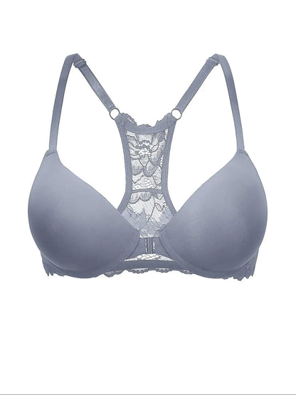 Front Button Lace Deep V Push-Up Bra – Sexy Comfortable Beautiful Back Underwear for Women