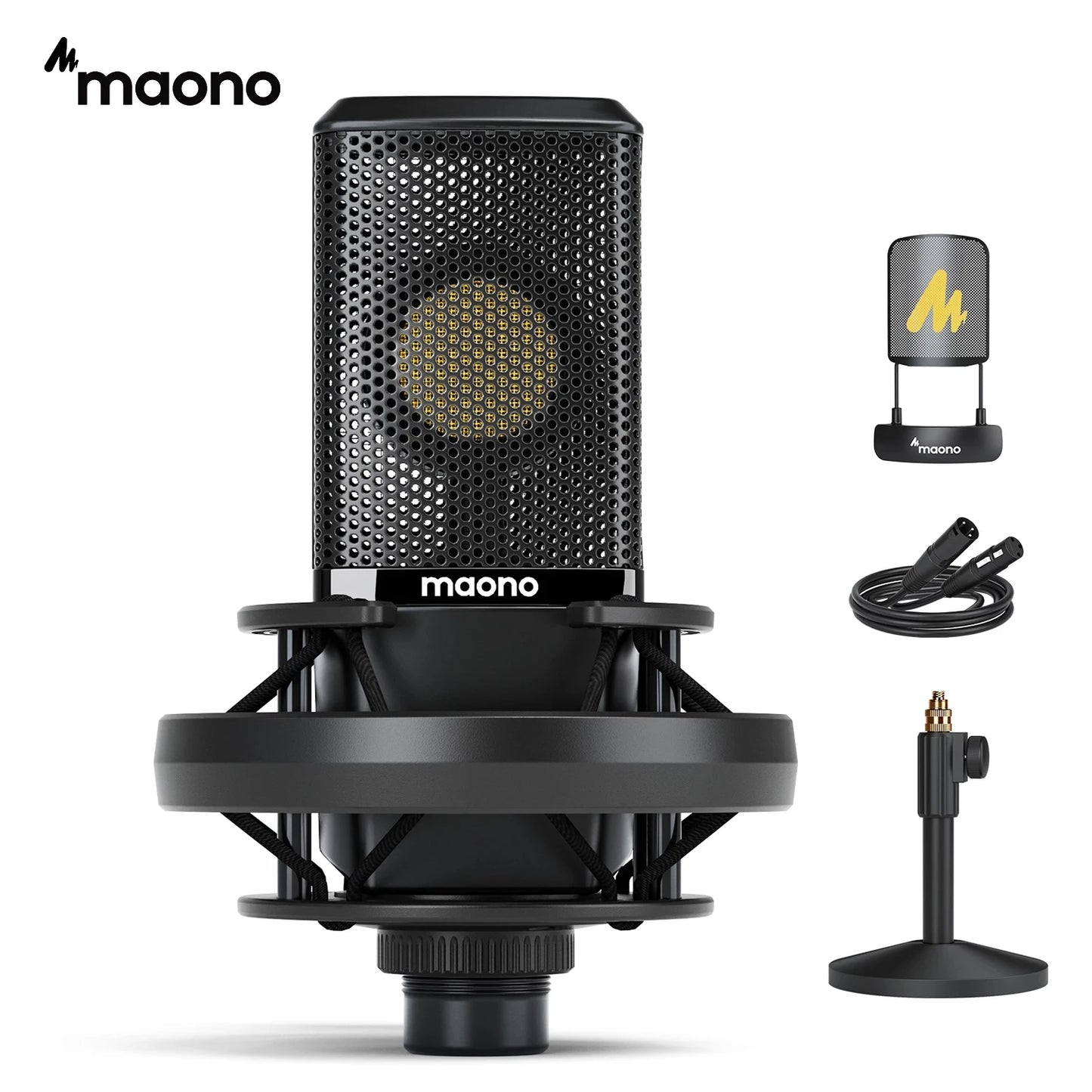 Maono PM500T XLR Condenser Microphone – 34mm Large Diaphragm Cardioid Studio Mic for Recording, Podcasting & Streaming