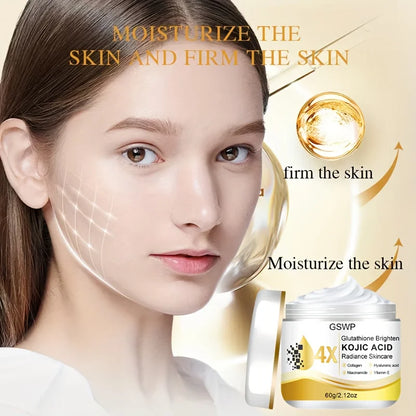 GSWP Kojic Acid & Glutathione Brightening Cream - Skin Care Moisturizer, 60g or 120g