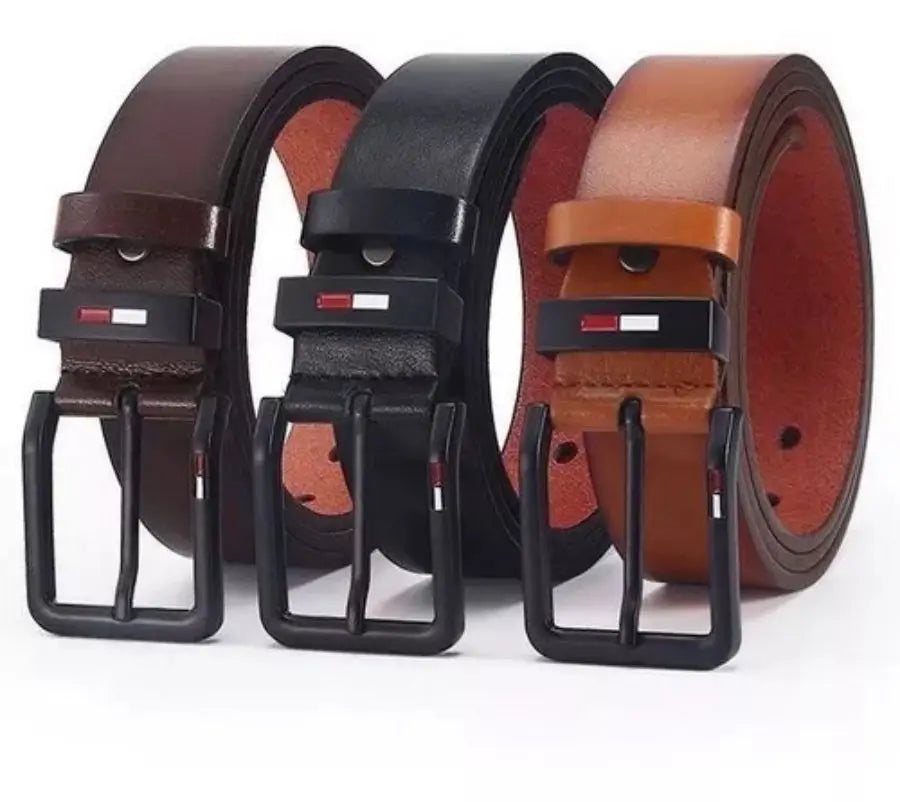 Men’s PU Leather Belt with Alloy Square Pin Buckle — Business & Casual Fashion Waistbelt, Black, Coffee, Brown, 2023 Style