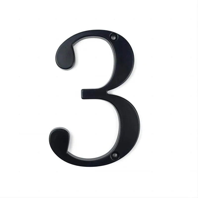 Black 101mm House Numbers - Modern Zinc Alloy Door & Mailbox Address Signs with Screws