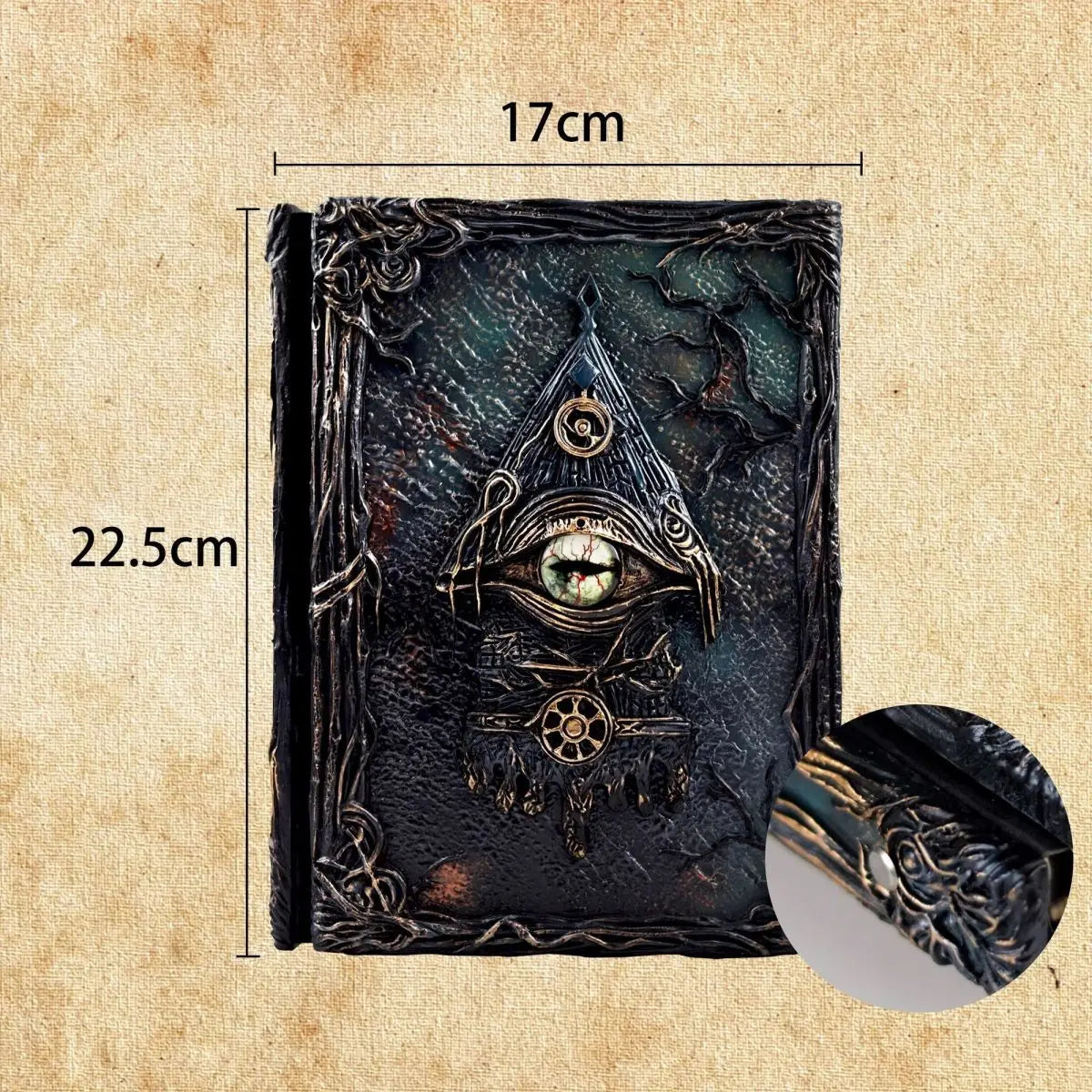 Vintage Magic Eye Journal - Embossed Leather Gothic Grimoire Notebook for Witches, Occult Lovers & Collectors