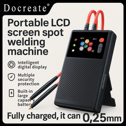DOCREATE TK-10A Portable Spot Welder 1200A – LCD Display, 8000mAh Battery, Dual Pulse Welding for 0.25mm Nickel Strip