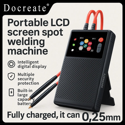 DOCREATE TK-10A Portable Spot Welder 1200A – LCD Display, 8000mAh Battery, Dual Pulse Welding for 0.25mm Nickel Strip