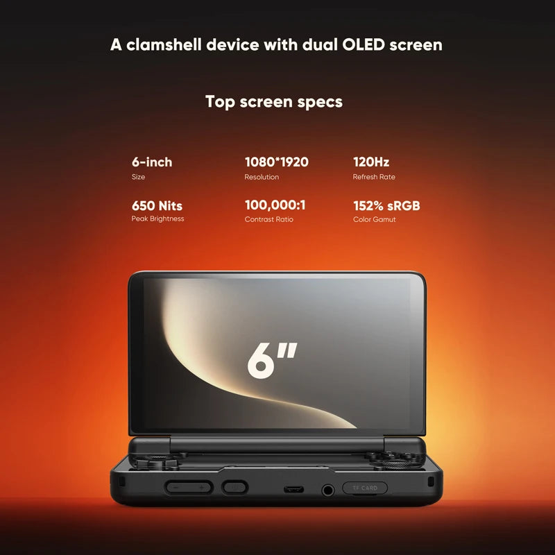 AYN Thor Android Dual Screen Handheld - 6'' AMOLED Clamshell Gaming & Entertainment Device