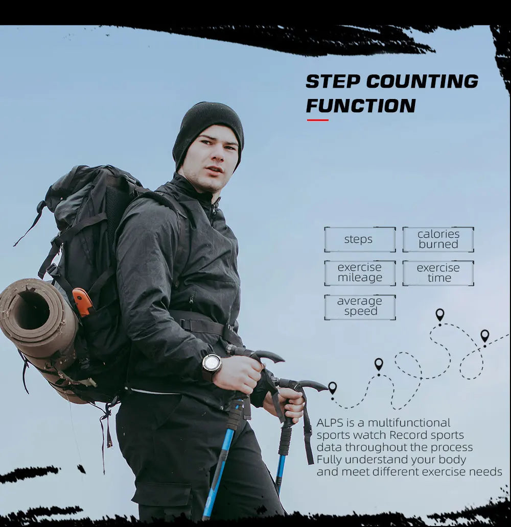 NORTH EDGE ALPS Men's Digital Carbon Fiber Watch Shockproof Military Sports Waterproof 50M Outdoor Compass Wristwatch