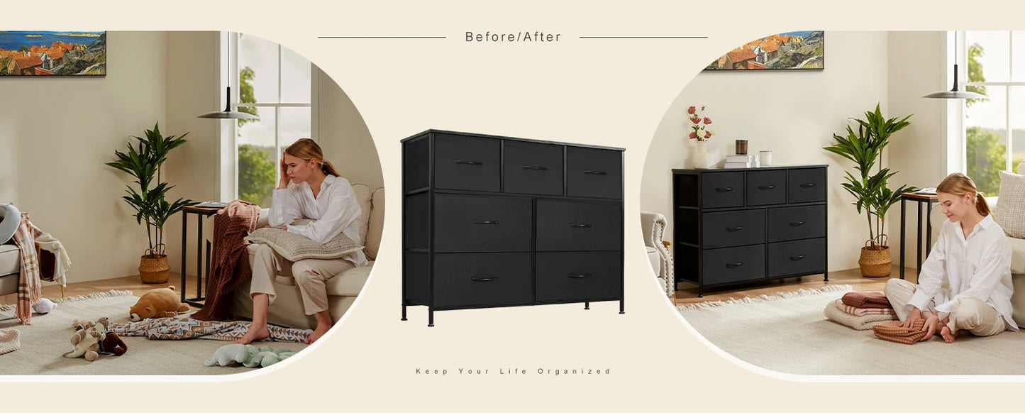 Bedroom Dresser with 7 Fabric Drawers – Organizer Storage Closet & Clothes Display Cabinet for Living Room