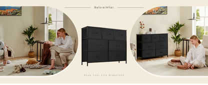 Bedroom Dresser with 7 Fabric Drawers – Organizer Storage Closet & Clothes Display Cabinet for Living Room