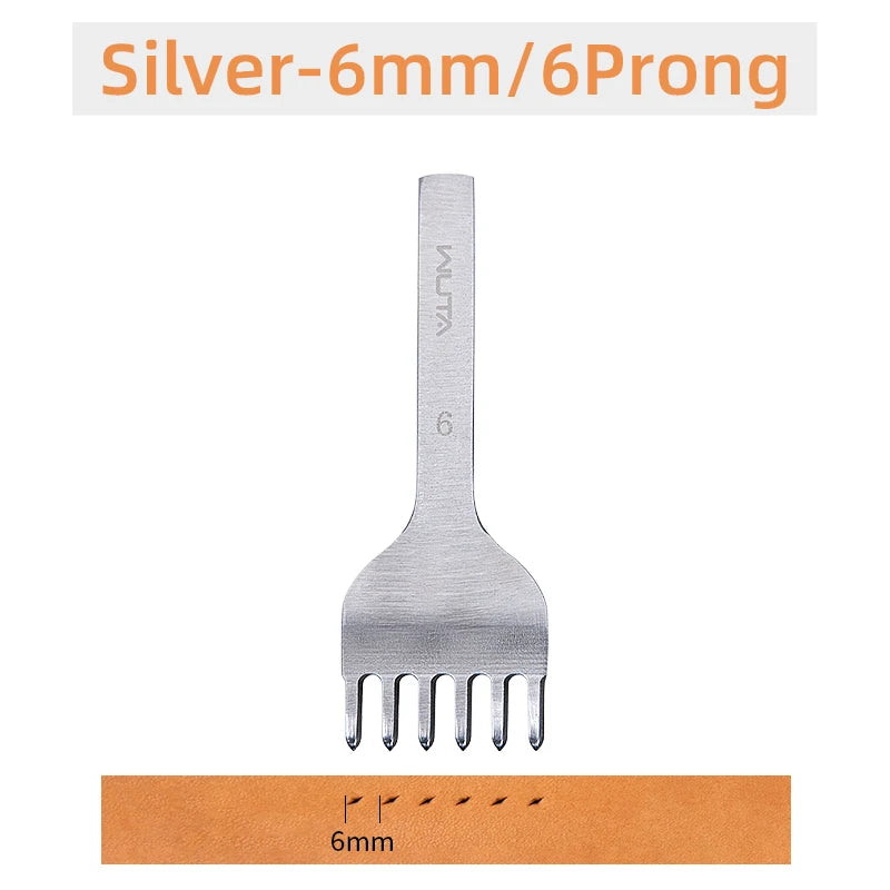 WUTA Leather Chisel Tool – Diamond Pricking Iron with 3/4/5/6mm Hole Punch for Stitching & Leathercraft