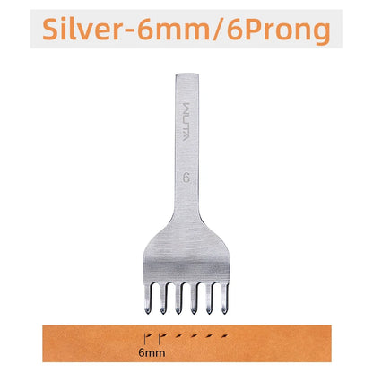 WUTA Leather Chisel Tool – Diamond Pricking Iron with 3/4/5/6mm Hole Punch for Stitching & Leathercraft