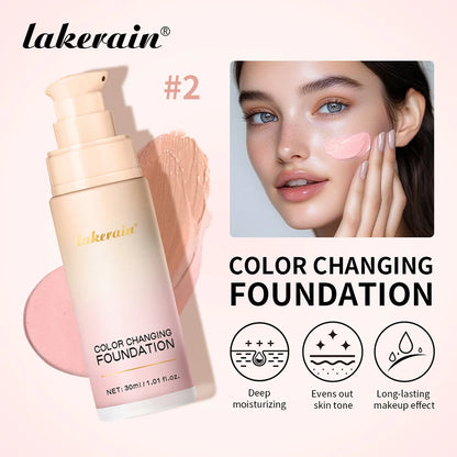 Color-Changing 4-in-1 Foundation – Moisturizing SPF 30+ Longwear Waterproof Makeup Base for Hydrating Travel Coverage