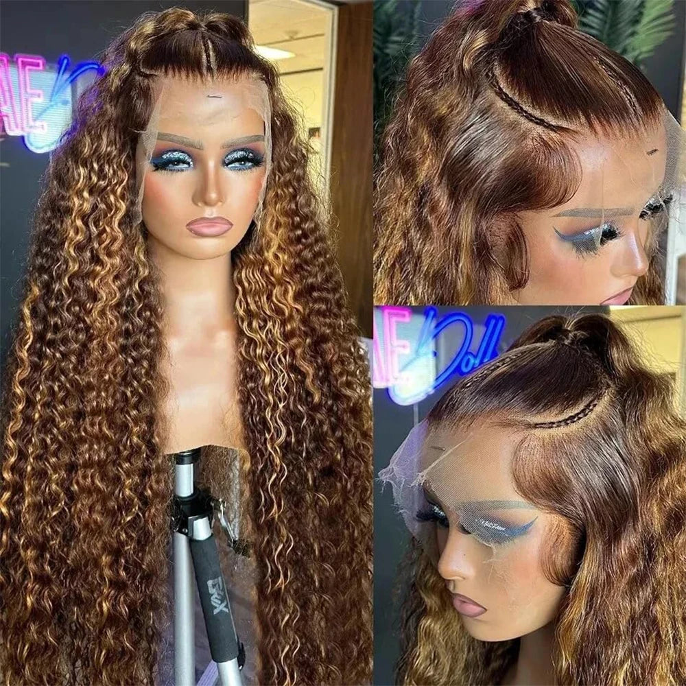 Invisi-Strap 360 Full Lace Human Hair Wig – Pre-Plucked Deep Curly, 250% Density, HD Lace Frontal Colored Wig