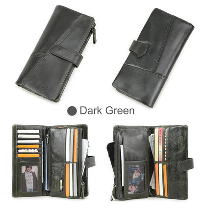 Women's Genuine Leather Long Wallet – Fashion Clutch with Coin Purse, Card Holder & Phone Pocket by Contact's