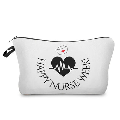 Organizer Toiletry Kit - Cartoon Letter Print Cosmetic Bag for Nurses, Doctors, Travel Makeup Bag, Women's Pencil Case Gift