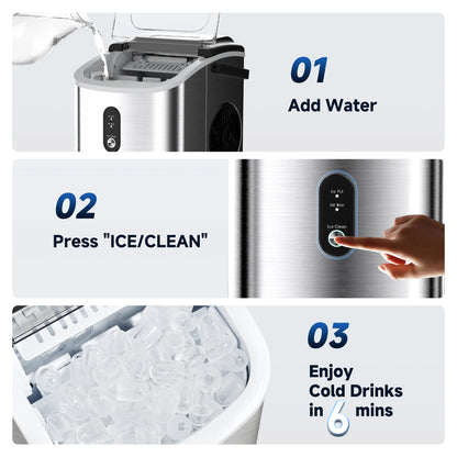 SIMZLIFE Portable Ice Maker Machine – 26.5LBS/Day, 9 Cubes in 6 Mins, Auto-Cleaning for Home, Kitchen & Camping
