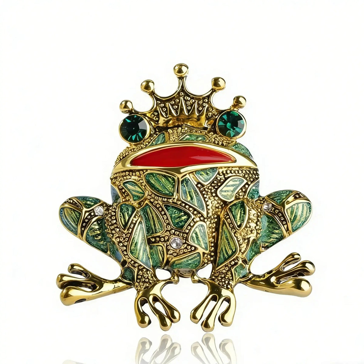 Vintage Black Frog Brooch with Green Eyes - Cute Toad Lapel Pin for Sweaters, Scarves, Coats, and Gifts