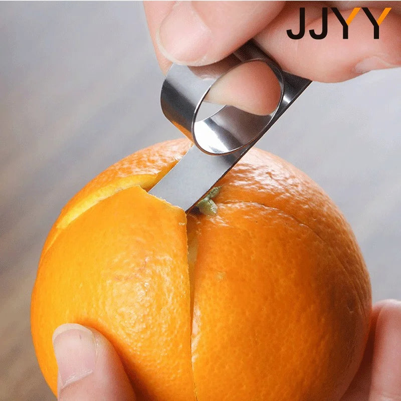 JJYY Orange Peelers - Stainless Steel Easy Open Citrus Peeler, Lemon Parer, Fruit Skin Remover and Slicer Kitchen Gadget