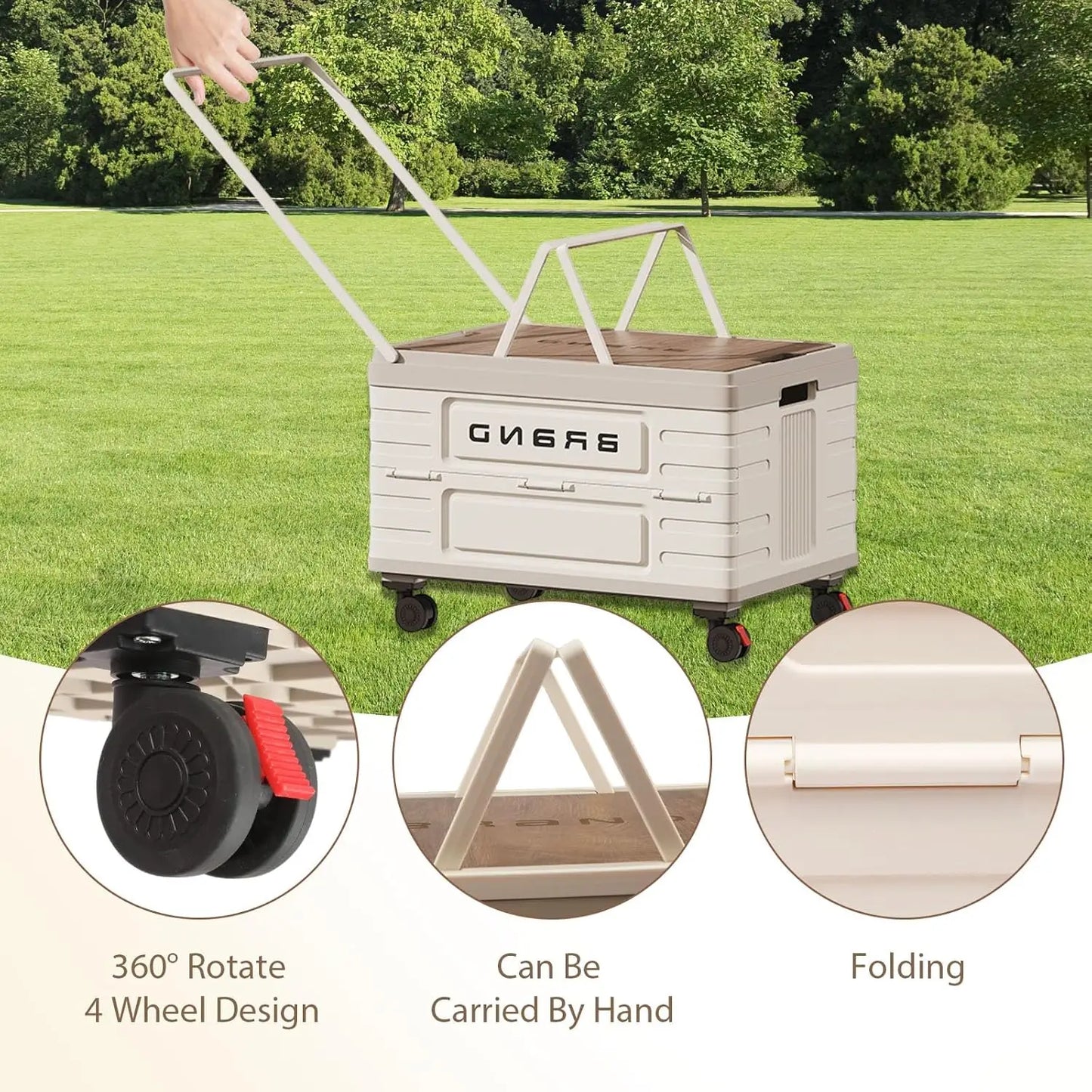 360° Rotating Foldable Storage Cart - Heavy-Duty Mobile Organizer with Silent Wheels for Home & Camping