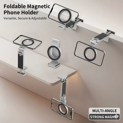 Universal Foldable Magnetic Phone Holder – Rotatable Travel Mount for Smartphones Airplane Car Desk