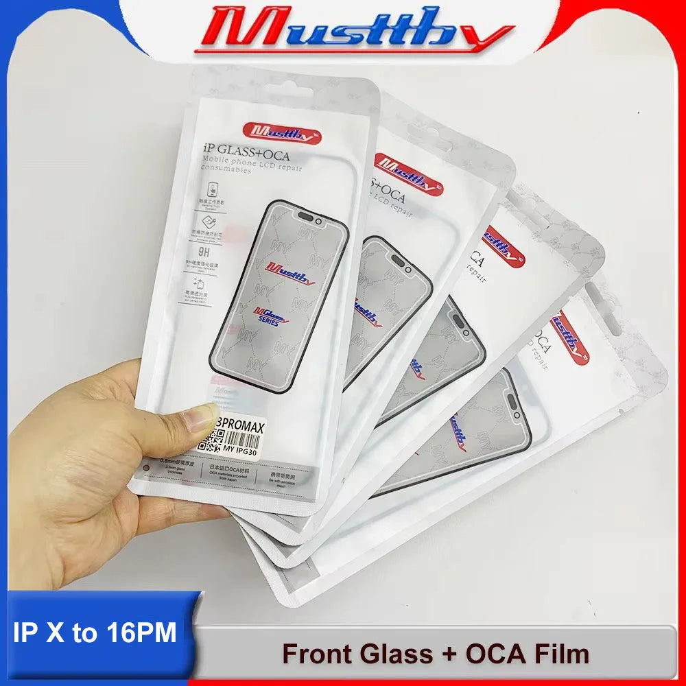 Musttby 5PCS Front Outer Glass + OCA for iPhone — 1:1 Original Touch Screen Repair for iPhone 11/12/13/14 Pro & X/XS Max
