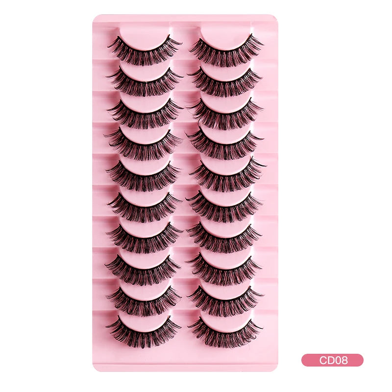 2/10 Pairs 3D Mink Russian Strip False Eyelashes – Dramatic Fake Lash Extensions for Makeup