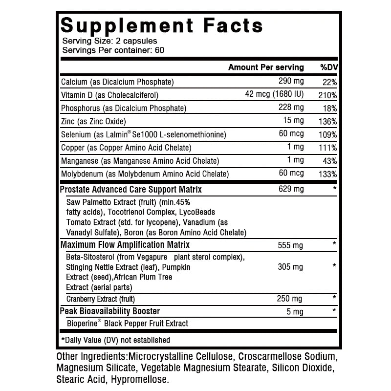Prostate Support Supplement – Premium Formula with Saw Palmetto, Lycopene, Nettle & Cranberry, 120 Capsules