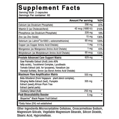 Prostate Support Supplement – Premium Formula with Saw Palmetto, Lycopene, Nettle & Cranberry, 120 Capsules