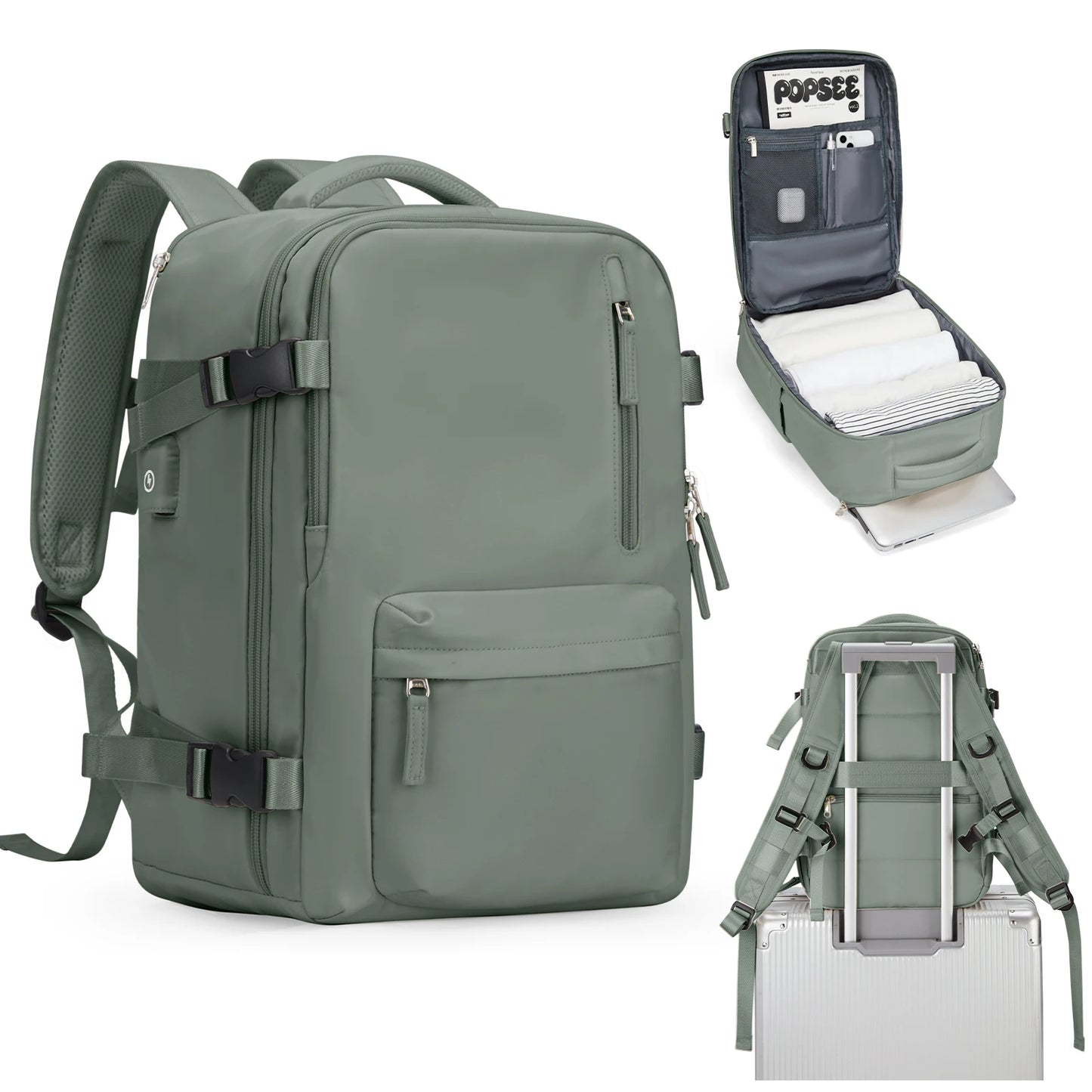Women's Cabin Travel Backpack - Large Capacity, Water-Resistant Laptop Bag 45x36x20 cm, Fits EasyJet and Ryanair Carry-On Dimensions