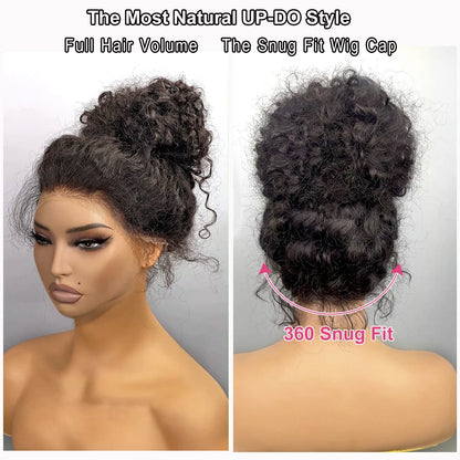 250% Density 360 HD Full Lace Glueless Wig – 30 Inch Deep Water Wave Frontal Human Hair Wig