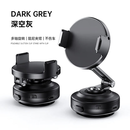Magnetic Vacuum Adsorption Car Mount – Foldable 360° Rotating Aluminum Alloy Phone Holder for Smartphones