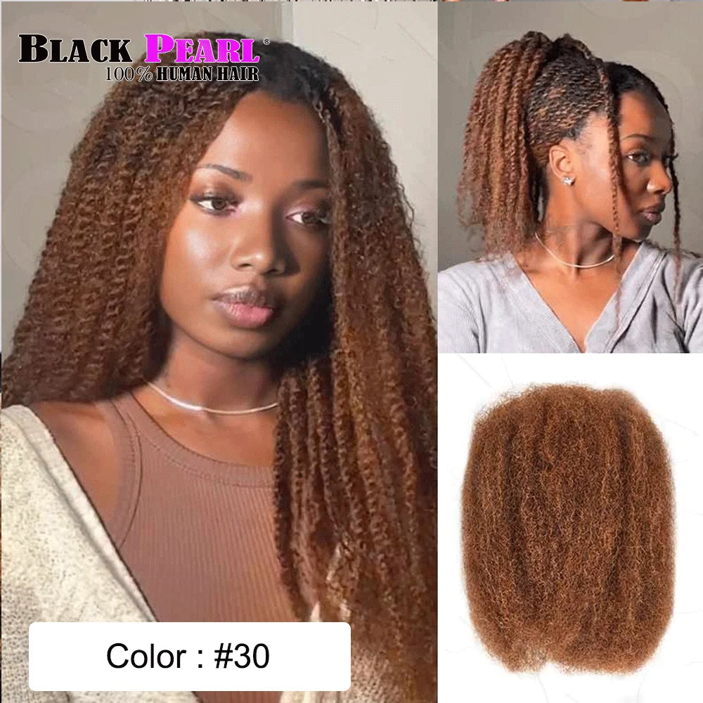 Black Pearl Peruvian Kinky Curly Hair - 100% Remy Human Hair Bulk Braiding Bundles