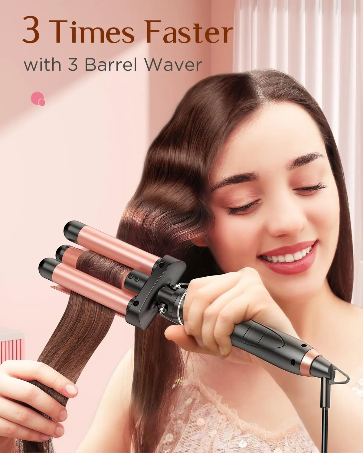 BESTOPE PRO 5-in-1 Curling Wand Set with Hair Straightener, Hair Crimper & 3 Ceramic Curling Irons