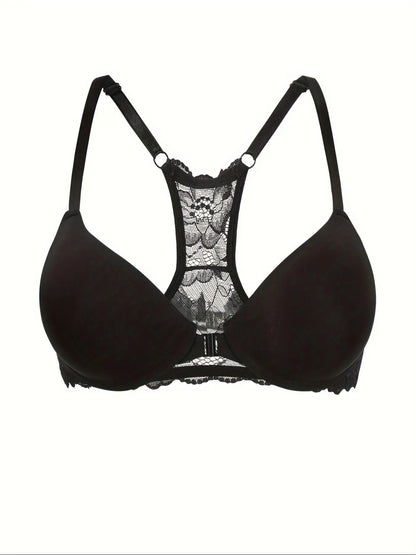 Front Button Lace Deep V Push-Up Bra – Sexy Comfortable Beautiful Back Underwear for Women