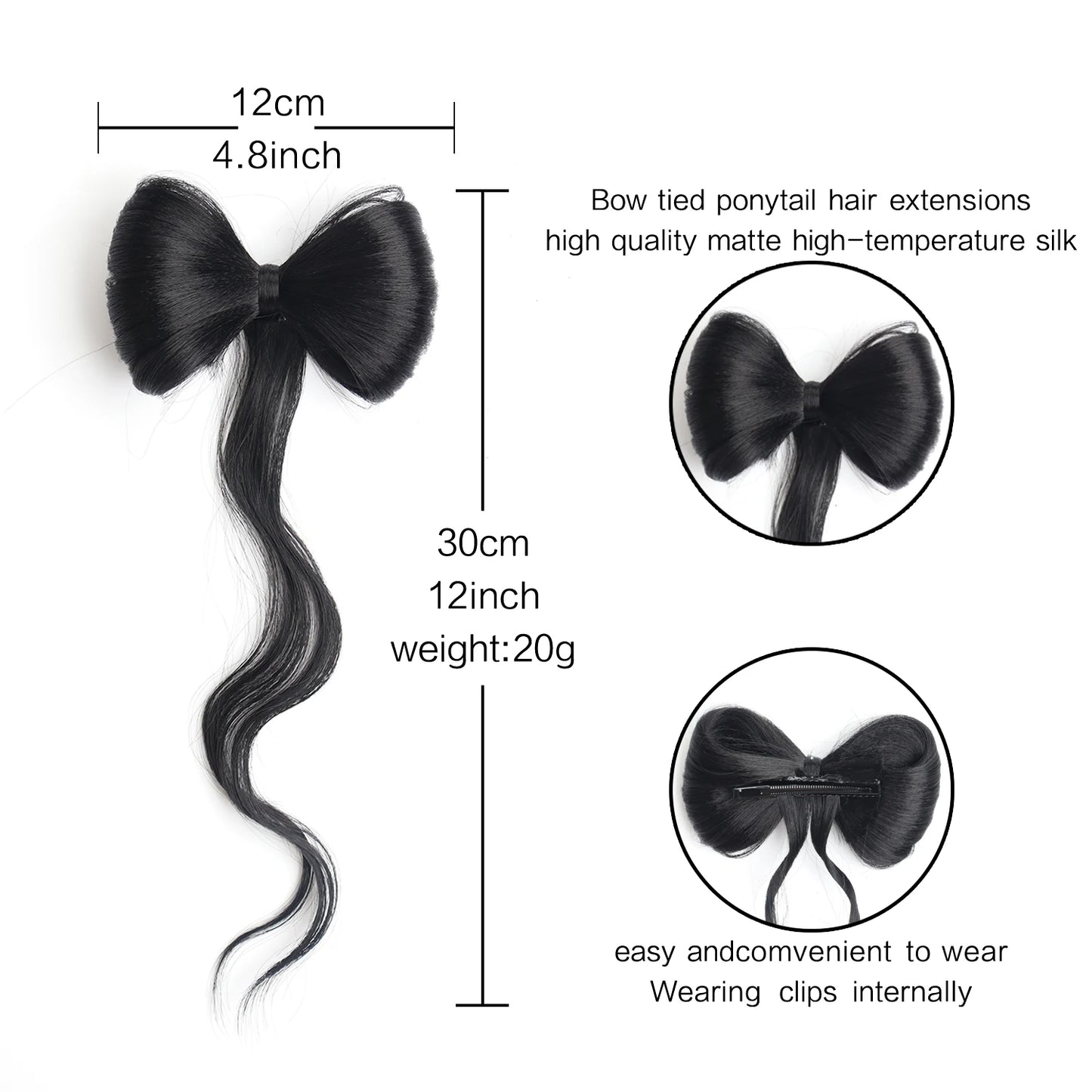 Bowknot Claw Clip Hair Bun – Synthetic Clip-In Hair Extensions for Women’s Daily Use
