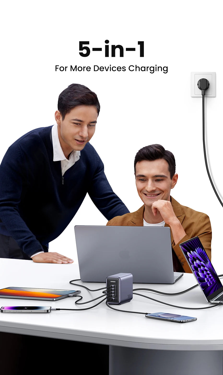 UGREEN 300W GaN Desktop Charging Station - 140W Max Single Port USB Charger with PD3.1 Fast Charging for MacBook Pro, iPad, iPhone