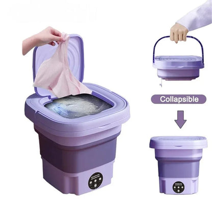 8L Portable Small Foldable Washing Machine with Spin Dryer - Ideal for Socks, Underwear, Panties, Household Mini Washer