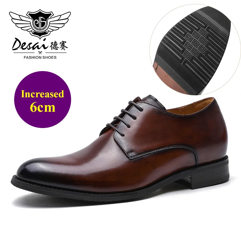 Men’s Genuine Leather Derby Shoes - Classic Business Dress and Casual Footwear for Office and Special Occasions