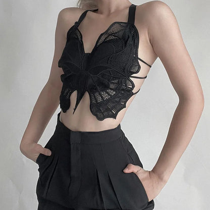 Butterfly Lace Backless Bralette for Women – Hollow Embroidered All-in-One Seamless Support Bra Top, Comfortable Sexy Lace Underwear