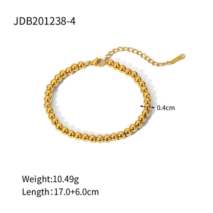 Uworld Stainless Steel Bead Chain Bangle Bracelet – Waterproof Gold Tone Fashion Jewelry for Men & Women, Trendy Statement Design