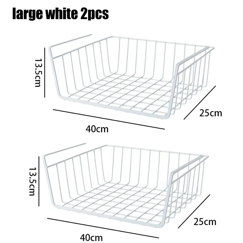 Multipurpose Hanging Closet Storage Basket — Metal Organizer for Kitchen Cabinets, Desks, and Home Use