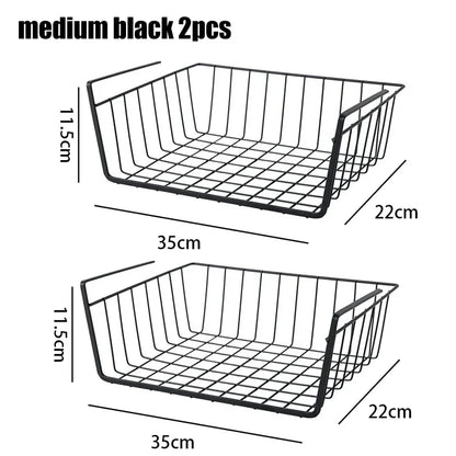 Multipurpose Hanging Closet Storage Basket — Metal Organizer for Kitchen Cabinets, Desks, and Home Use