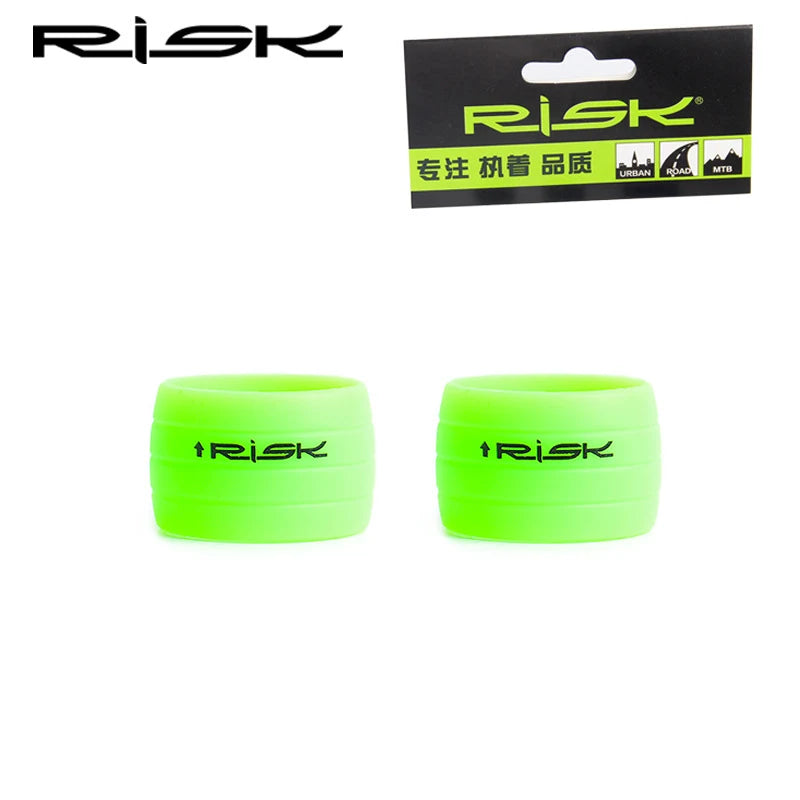2pcs RISK Bicycle Handlebar Strap Tape – Silicone Anti-Slip Rubber Rings for Bike Grip Fixing