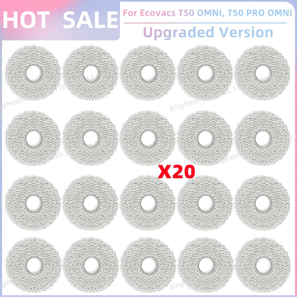 ECOVACS T50 PRO/OMNI Vacuum Replacement Parts – Main Roller, Side Brush, HEPA Filter, Mop Cloth & Dust Bag