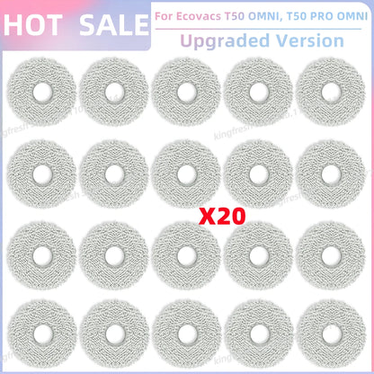 ECOVACS T50 PRO/OMNI Vacuum Replacement Parts – Main Roller, Side Brush, HEPA Filter, Mop Cloth & Dust Bag