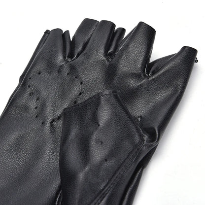 Women’s Punk Leather Fingerless Gloves – Biker Driving Mittens for Motorcycle, Dance & Streetwear Fashion Accessories