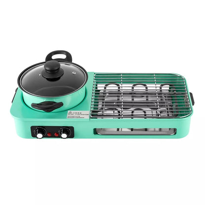 Multifunctional 3-in-1 Electric Grill — Smokeless Korean BBQ, Hot Pot & Non-Stick Baking Pan Multi-Cooker