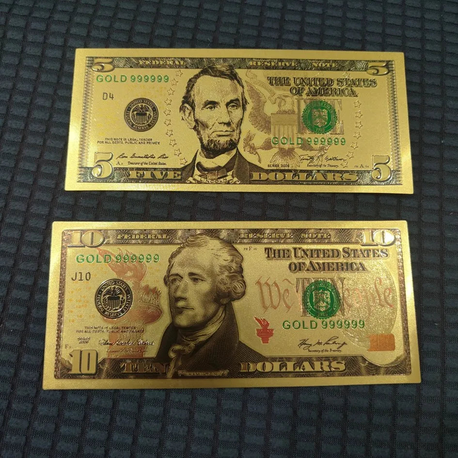 7/8/36Pcs Gold Plated US Dollar Bills – Gold Foil Fake Money for Crafts, Collection & Home Decor