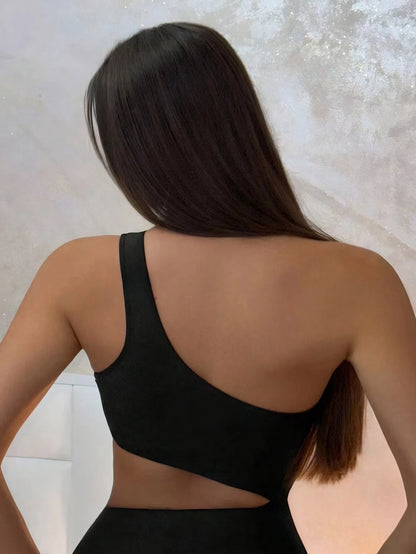 Sexy One Shoulder One Piece Swimsuit - Women's Bodysuit Beachwear Pool Bathing Suit Jumpsuit Outfit